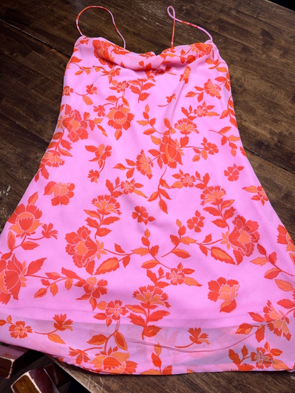 Altar'd State Pink Mini Dress with Orange Floral Print